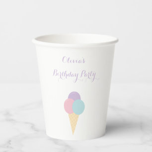 Ice Cream Scoop Pastel colourful birthday party Paper Cups