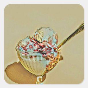 Ice cream scoop square sticker
