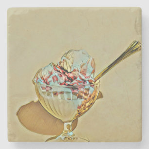 Ice cream scoop stone coaster