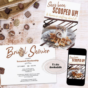 Ice Cream Scoop Waffle Chocolate Drizzle Invitation