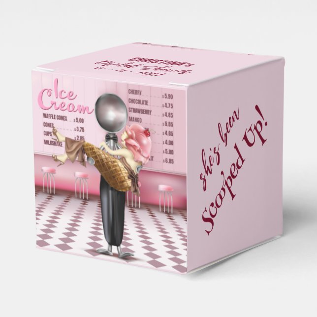 Ice cream Scooped Up Bridal Shower Favor Box (Front Side)