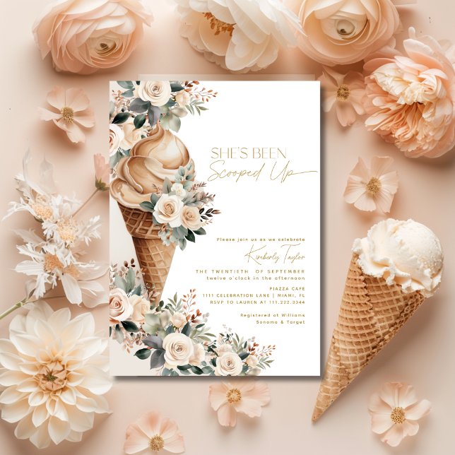Ice Cream Scooped Up Floral Boho Bridal Shower Invitation (Ice Cream Scooped Up Floral Boho Bridal Shower Invitation)