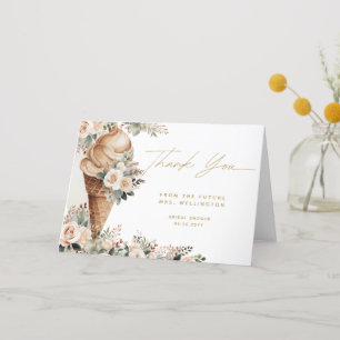 Ice Cream Scooped Up Floral Boho Bridal Shower Thank You Card