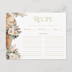 Ice Cream Scooped Up Floral Recipe Bridal Shower Enclosure Card