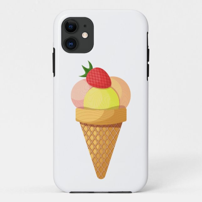 Ice cream scoops and strawberry in waffle cone Case-Mate iPhone case (Back)