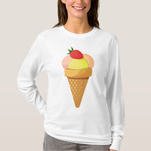 Ice cream scoops and strawberry in waffle cone T-S T-Shirt