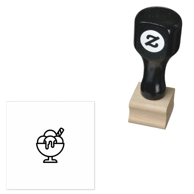 Ice Cream Scoops Bowl Rubber Stamp (Stamped)