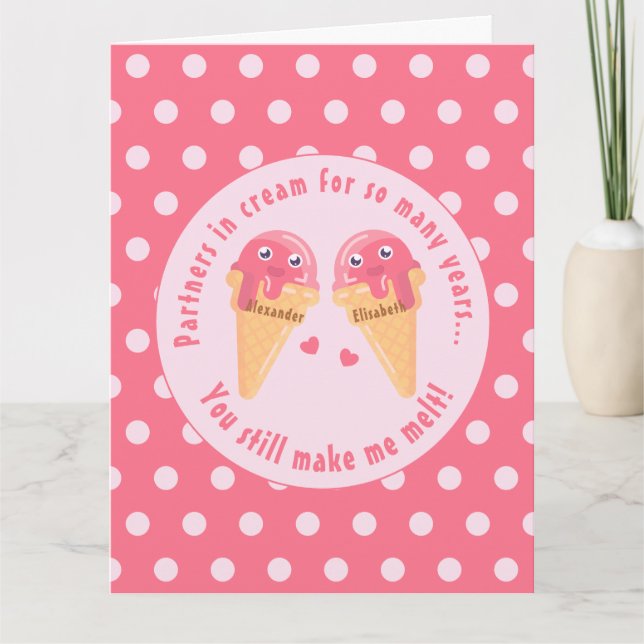 Ice Cream Scoops Cute Romantic Valentine's Day Card (Front)