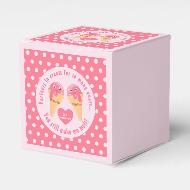 Ice Cream Scoops Cute Romantic Valentine's Day Favor Box (Front Side)