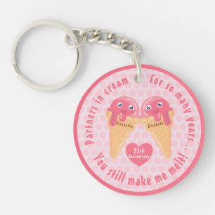 Ice Cream Scoops Cute Romantic Valentine's Day Keychain