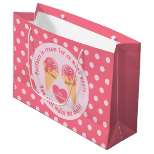 Ice Cream Scoops Cute Romantic Valentine's Day Large Gift Bag