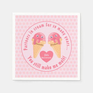 Ice Cream Scoops Cute Romantic Valentine's Day Napkin