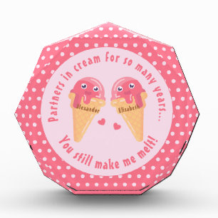 Ice Cream Scoops Cute Romantic Valentine's Day Photo Block