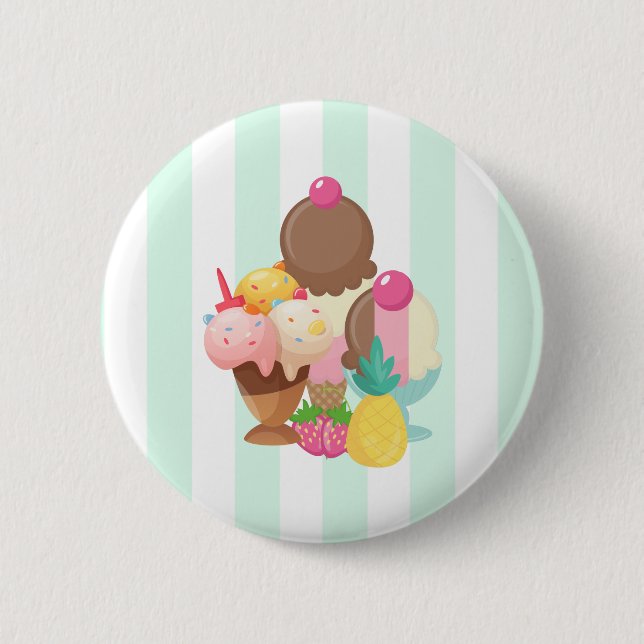Ice Cream Scoops with Sprinkles 2 Inch Round Button (Front)