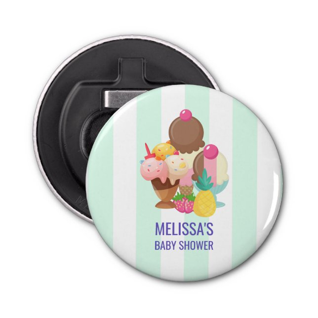 Ice Cream Scoops with Sprinkles Baby Shower Bottle Opener (Front)