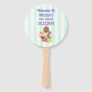 Ice Cream Scoops with Sprinkles Baby Shower Hand Fan