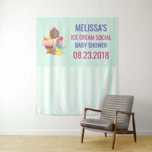 Ice Cream Scoops with Sprinkles Baby Shower Tapestry