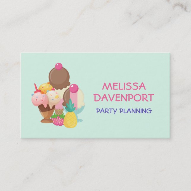 Ice Cream Scoops with Sprinkles Business Card (Front)