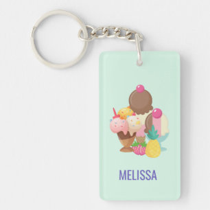 Ice Cream Scoops with Sprinkles Keychain