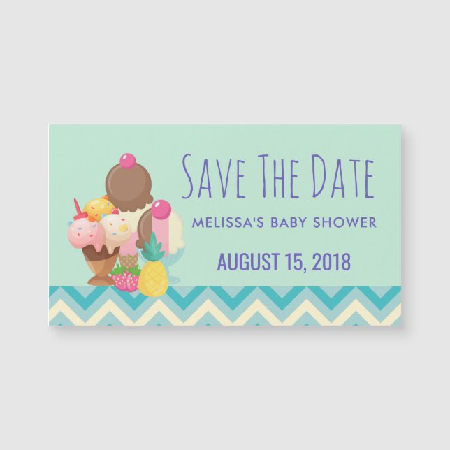 Ice Cream Scoops with Sprinkles Save the Date (Front)