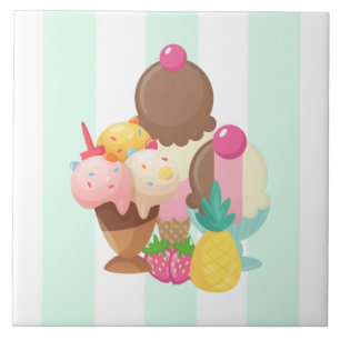 Ice Cream Scoops with Sprinkles Tile
