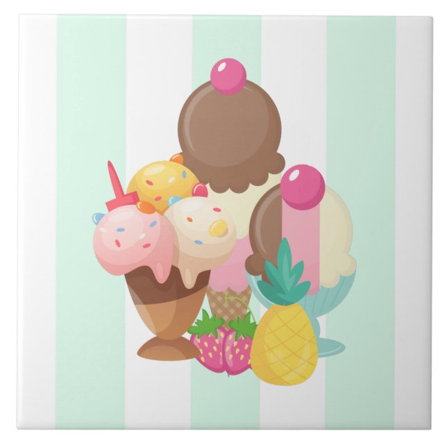 Ice Cream Scoops with Sprinkles Tile (Front)