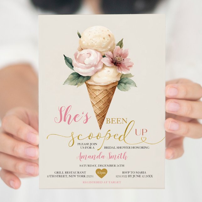 Ice Cream She's Been Scooped Up Bridal Shower Invitation (Creator Uploaded)