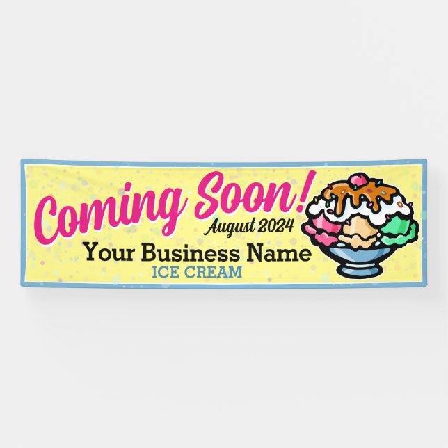 Ice Cream Shop Coming Soon Grand Opening Banner (Horizontal)