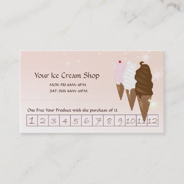 Ice Cream Shop Discount Card Custom (Front)