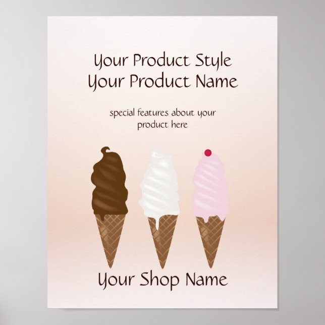 Ice Cream Shop Ice Cream Cones Product Sign (Front)