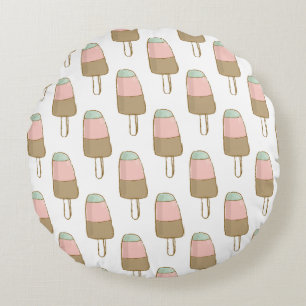 Ice Cream Shop Novelty Summer Round Pillow
