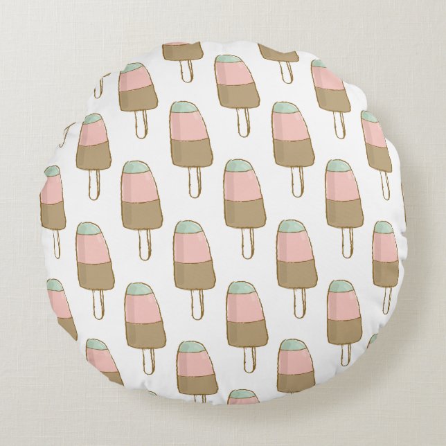 Ice Cream Shop Novelty Summer Round Pillow (Front)