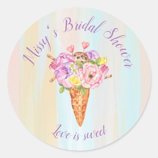 Ice cream shower, Bridal shower paper napkins Classic Round Sticker (Front)