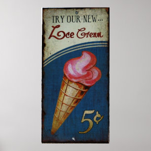 Ice Cream Sign Antique Replica