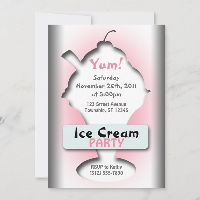 Ice Cream Silhouette Party Invitations (Front)