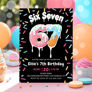 Ice Cream Six Seven 6 7 Birthday Invitation