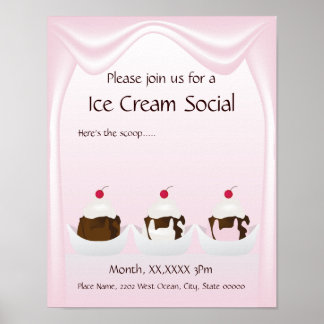 Ice Cream Social Announcement Poster
