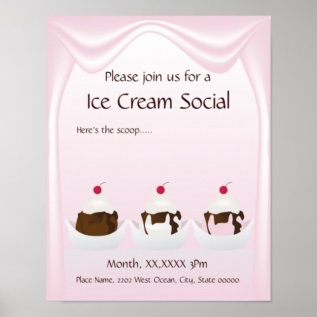 Ice Cream Social Announcement Poster (Front)