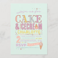 ICE CREAM SOCIAL BIRTHDAY PARTY INVITATION invite
