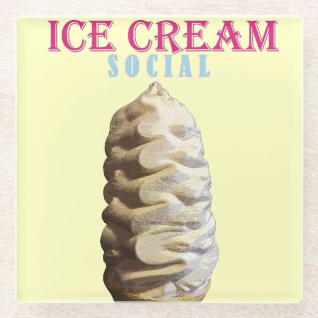 Ice Cream Social Glass Coaster (Front)