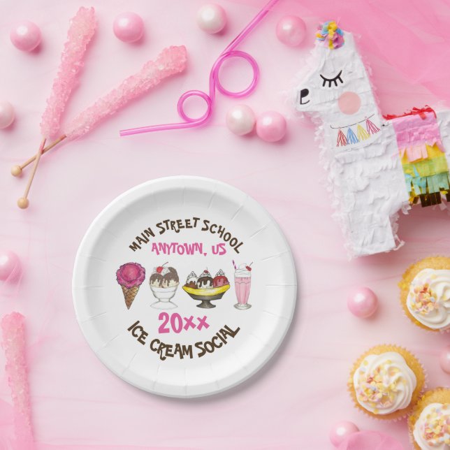 Ice Cream Social Make Your Own Sundae Party Paper Plate (Party)