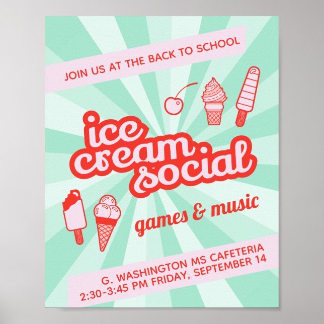 Ice Cream Social Party Flyer Poster (Front)