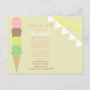 Ice Cream Social Party Invitation Postcard
