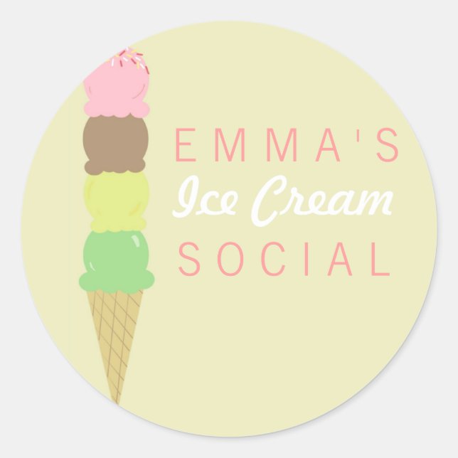 Ice Cream Social Party Stickers (Front)
