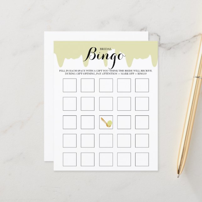 Ice Cream Social Pistachio Bridal Bingo Game (Front/Back In Situ)