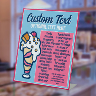 Ice Cream Specials Flavours Mini Menu Pedestal Sig Pedestal Sign