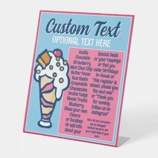 Ice Cream Specials Flavours Mini Menu Pedestal Sig Pedestal Sign