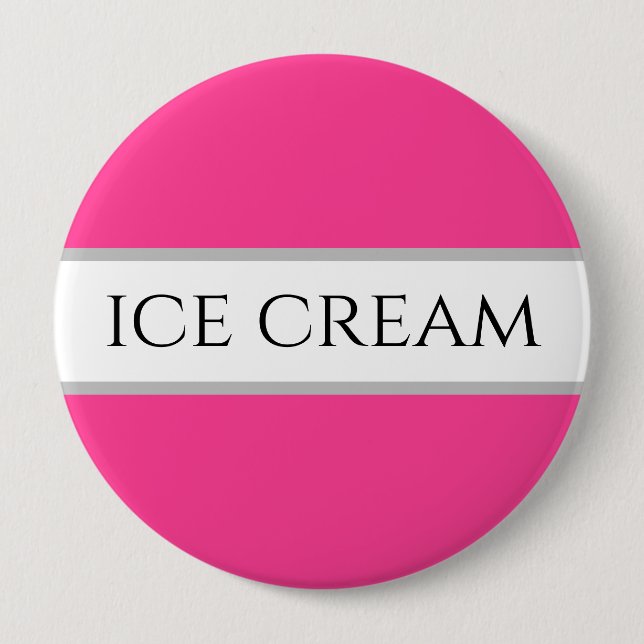 ICE CREAM Sporty Bright Candy Pink White Stripes 4 Inch Round Button (Front)