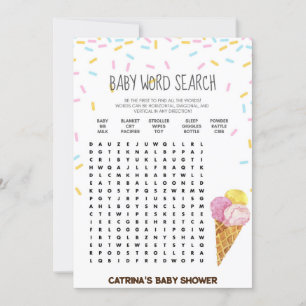 Ice Cream Sprinkle Baby Shower -Editable Name, 5x7 Invitation
