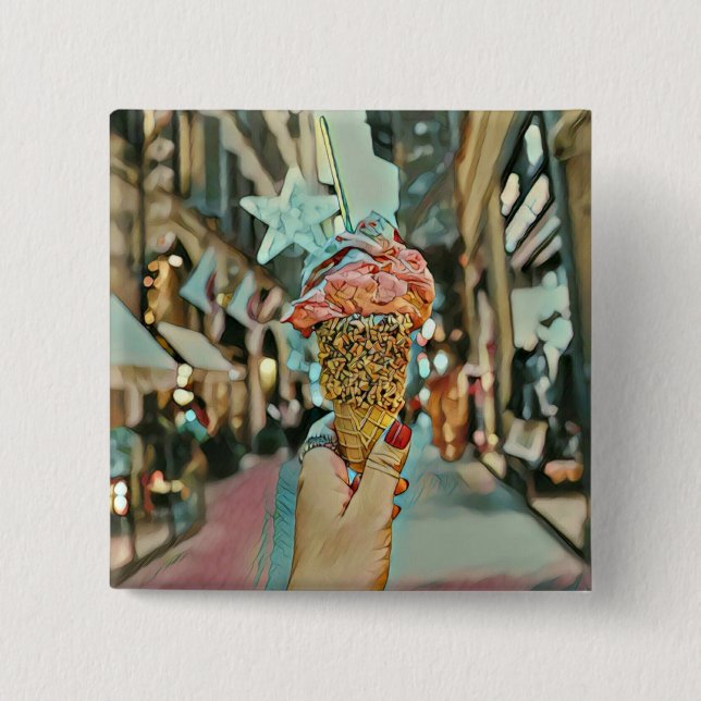 Ice cream sprinkles 2 inch square button (Front)